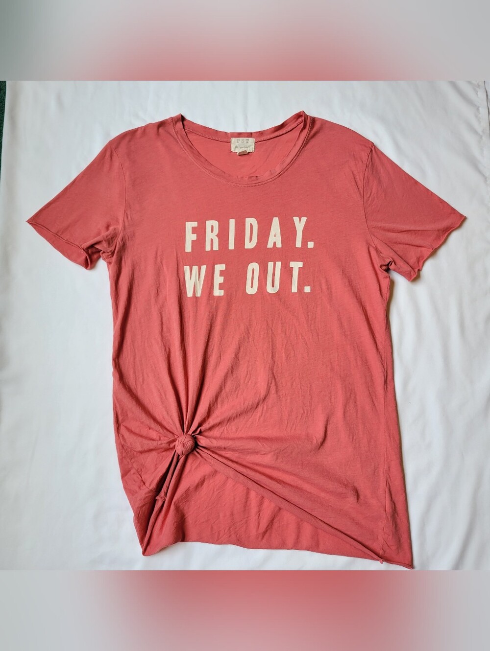 PST Los Angeles By Project Socail Tie Front T Shirt Sz Medium Pink Friday We Out